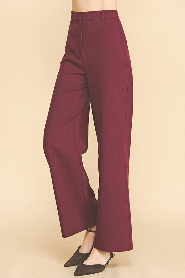 Twill Ponte Wide Straight Leg Trousers Pants