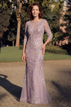 Long Sleeve Formal Feather Sequins Evening Dress