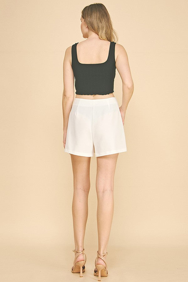 Twill Welt Pocket Double Vertical Trim Button Wrap Skort