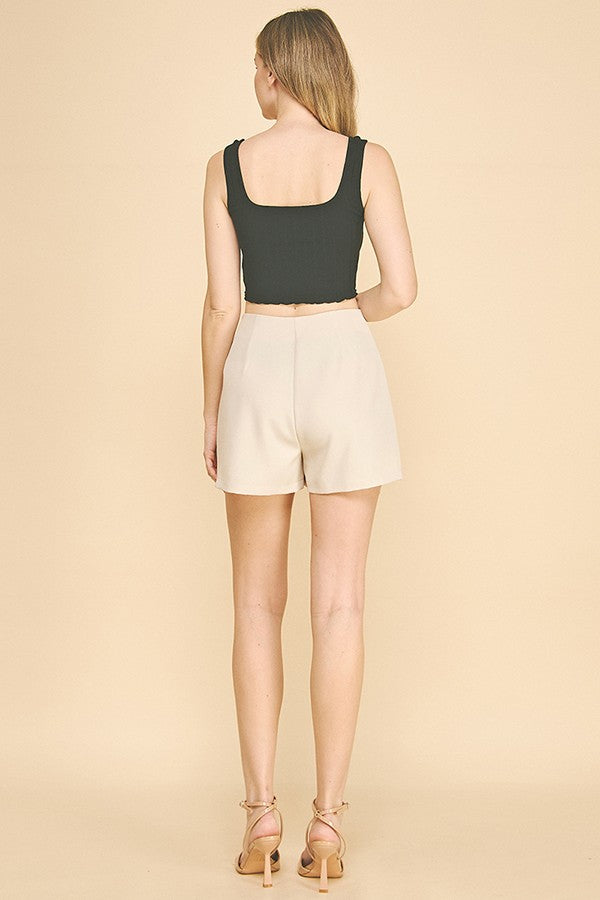 Twill Welt Pocket Double Vertical Trim Button Wrap Skort