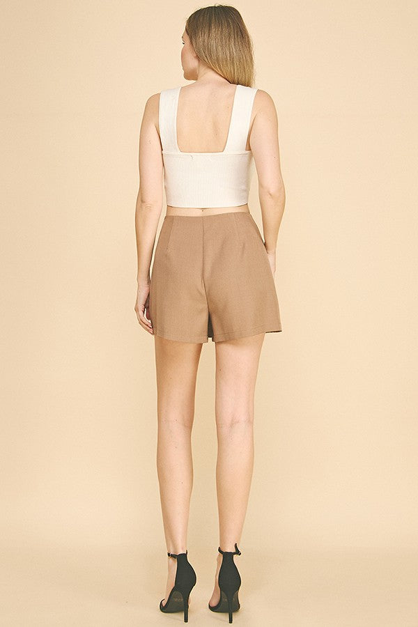 Twill Welt Pocket Double Vertical Trim Button Wrap Skort