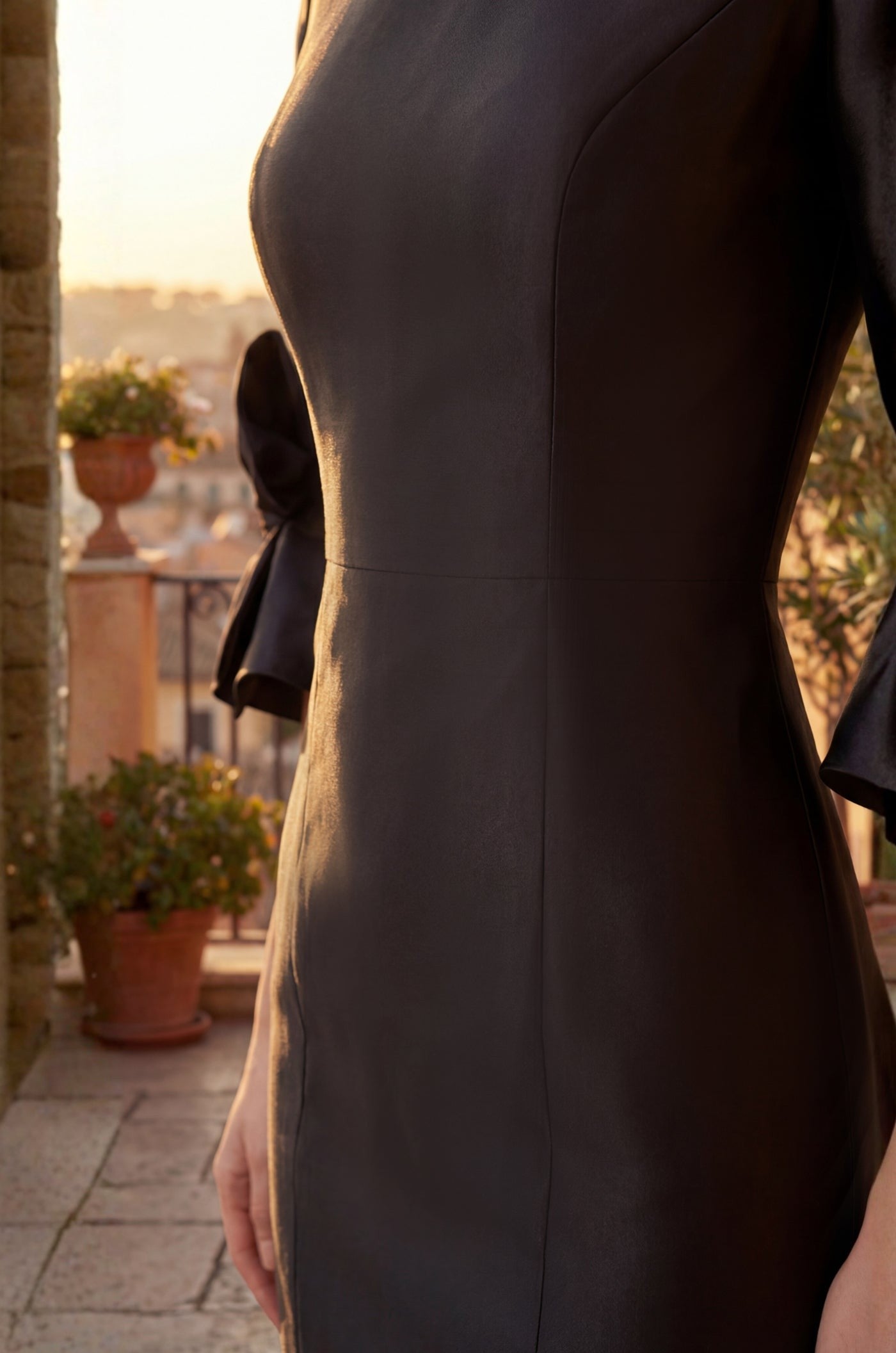 Jewel Neck Formal Midi Length Bow Detail Cocktail Dress