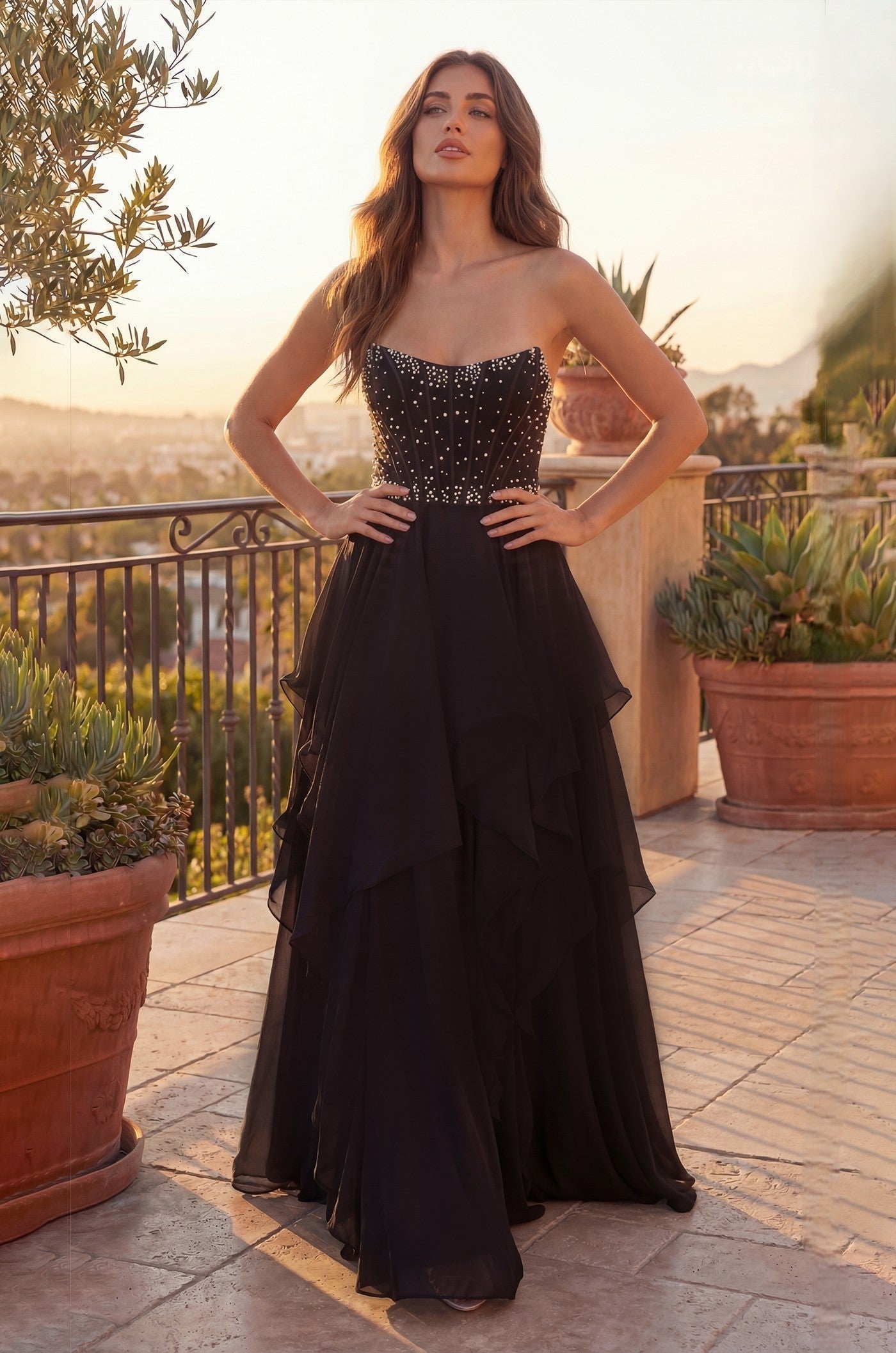 Pearl Corset Ballgown Long Beaded Prom Dress