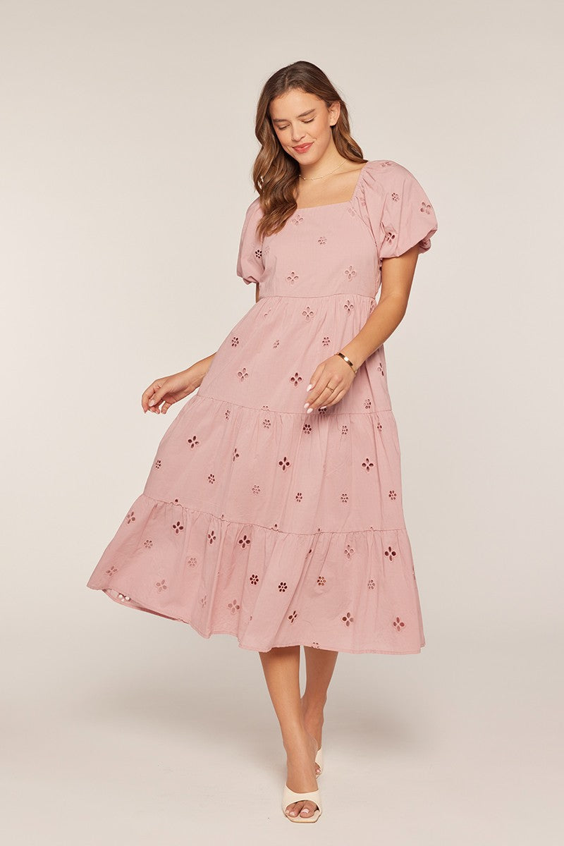 Eyelet Square Neck Dress