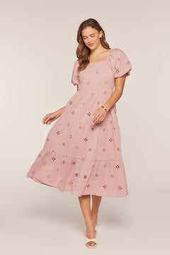 Eyelet Square Neck Dress