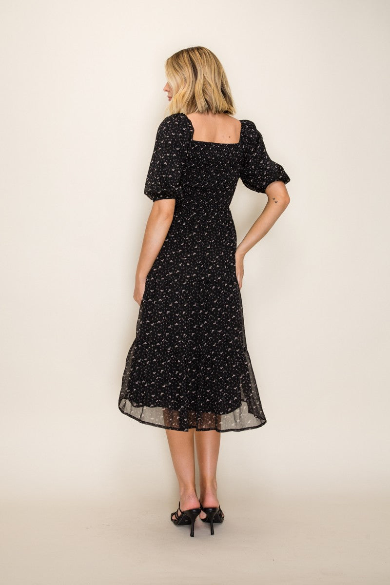 Lace Trim Milkmaid Midi Dress