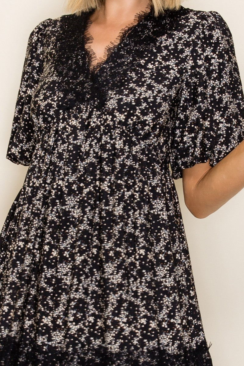 Elegant Floral Lace Midi Dress