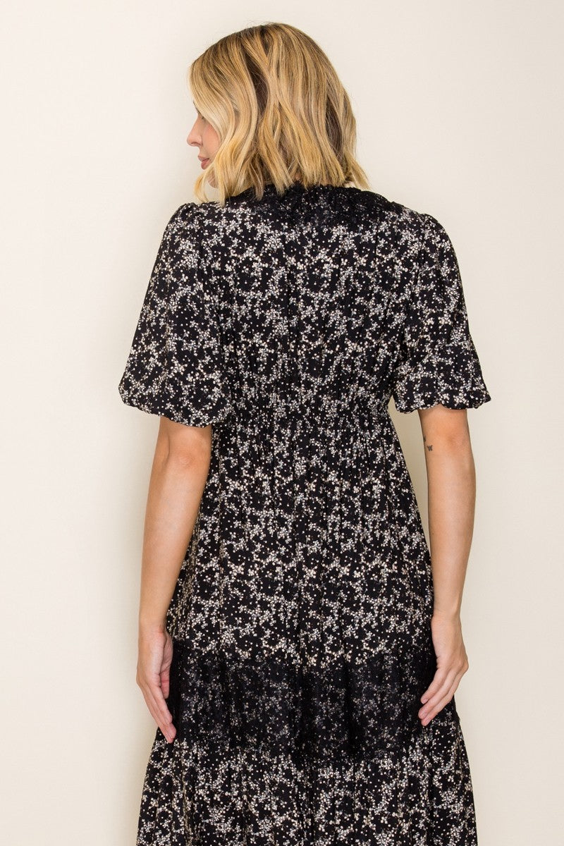 Elegant Floral Lace Midi Dress