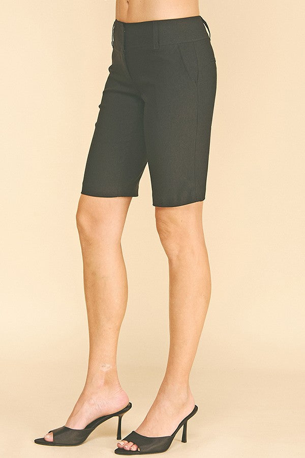 Black Millennium Low Rise Double Hook Fly Capri Shorts