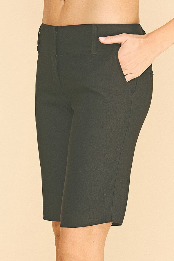 Black Millennium Low Rise Double Hook Fly Capri Shorts
