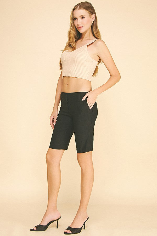 Black Millennium Low Rise Double Hook Fly Capri Shorts
