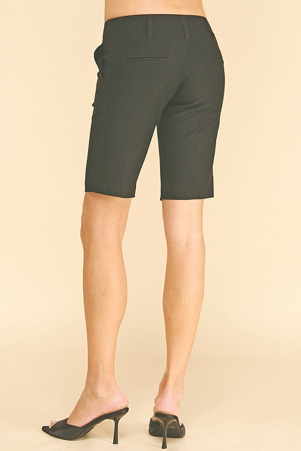 Black Millennium Low Rise Double Hook Fly Capri Shorts