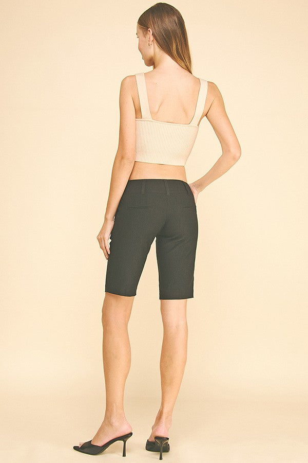 Black Millennium Low Rise Double Hook Fly Capri Shorts