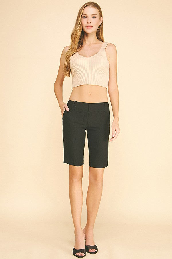 Black Millennium Low Rise Double Hook Fly Capri Shorts