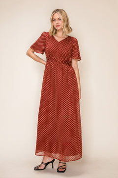 Airy Flutter Sleeve V-neck Dress Plus Size