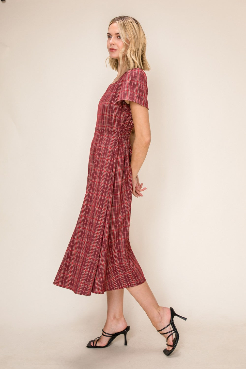 Plaid A-line Midi Dress