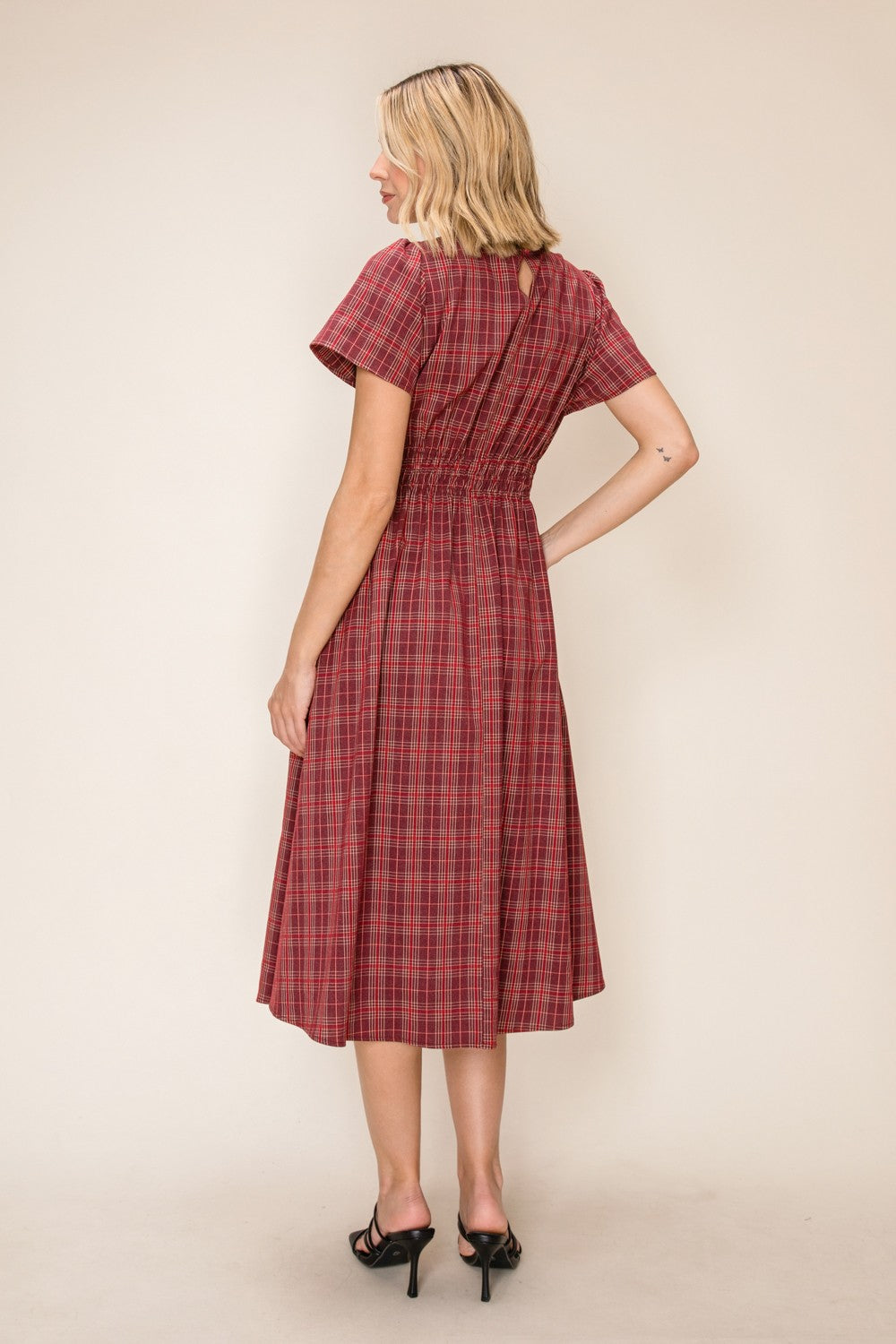 Plaid A-line Midi Dress
