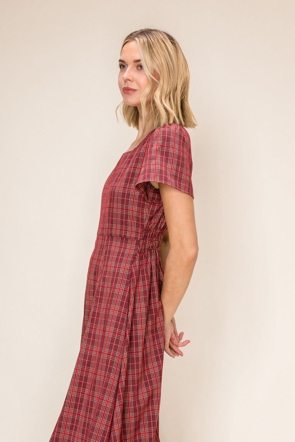 Plaid A-line Midi Dress Plus Size