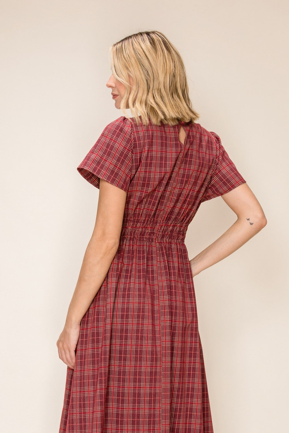 Plaid A-line Midi Dress Plus Size