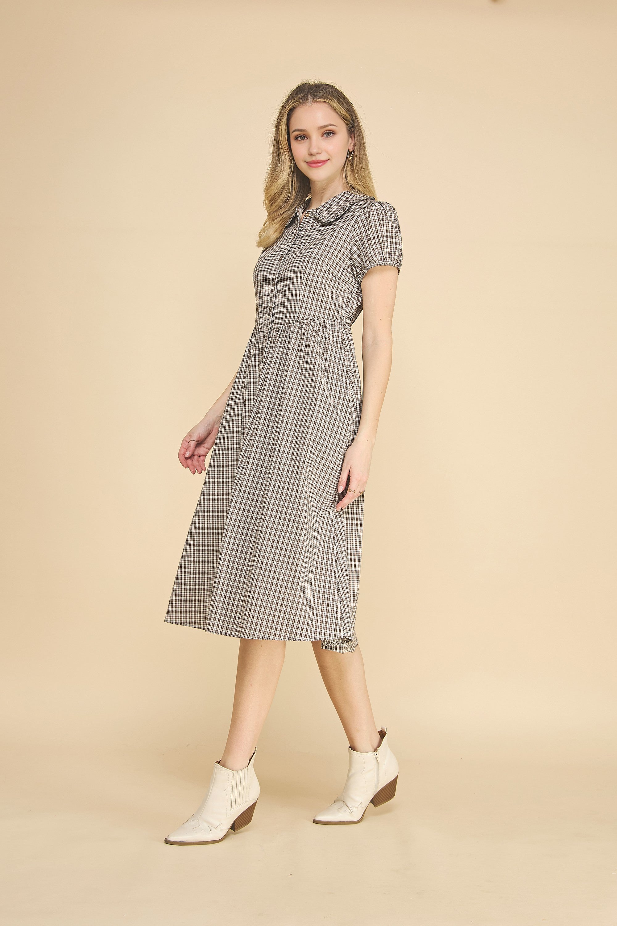 Collared Gingham Button Down Dress