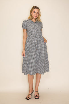 Collared Gingham Button Down Dress