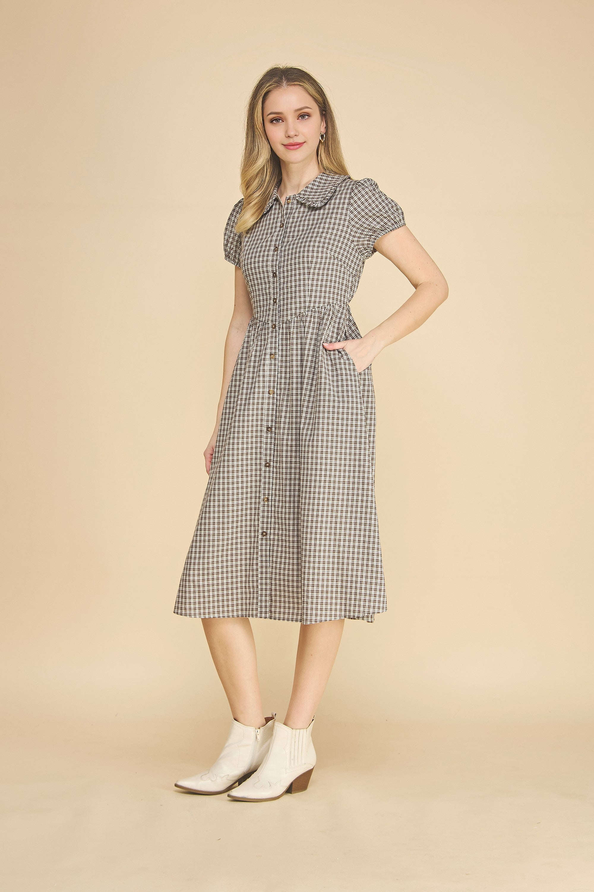 Collared Gingham Button Down Dress