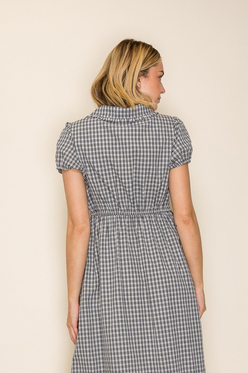 Collared Gingham Button Down Dress Plus Size