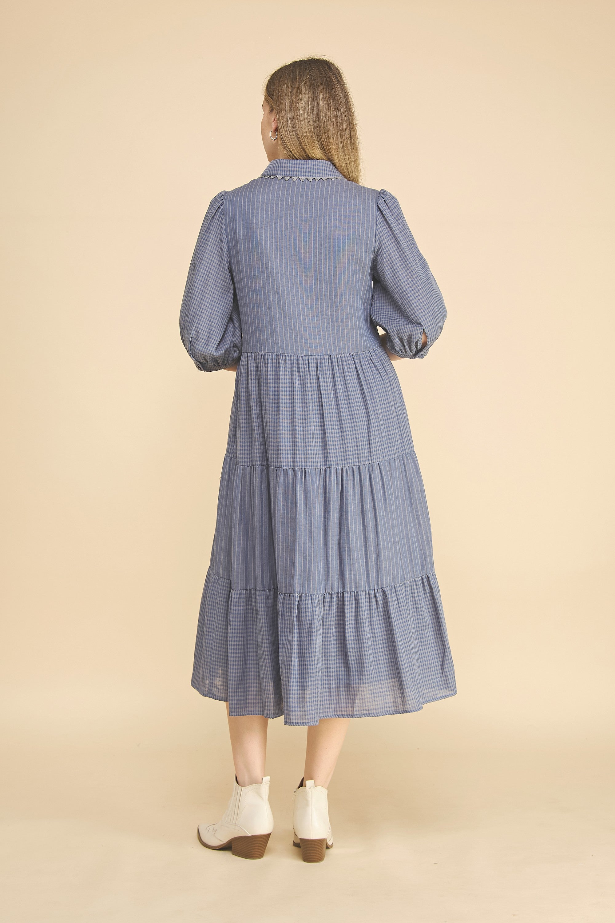 Gingham Tiered Midi Dress