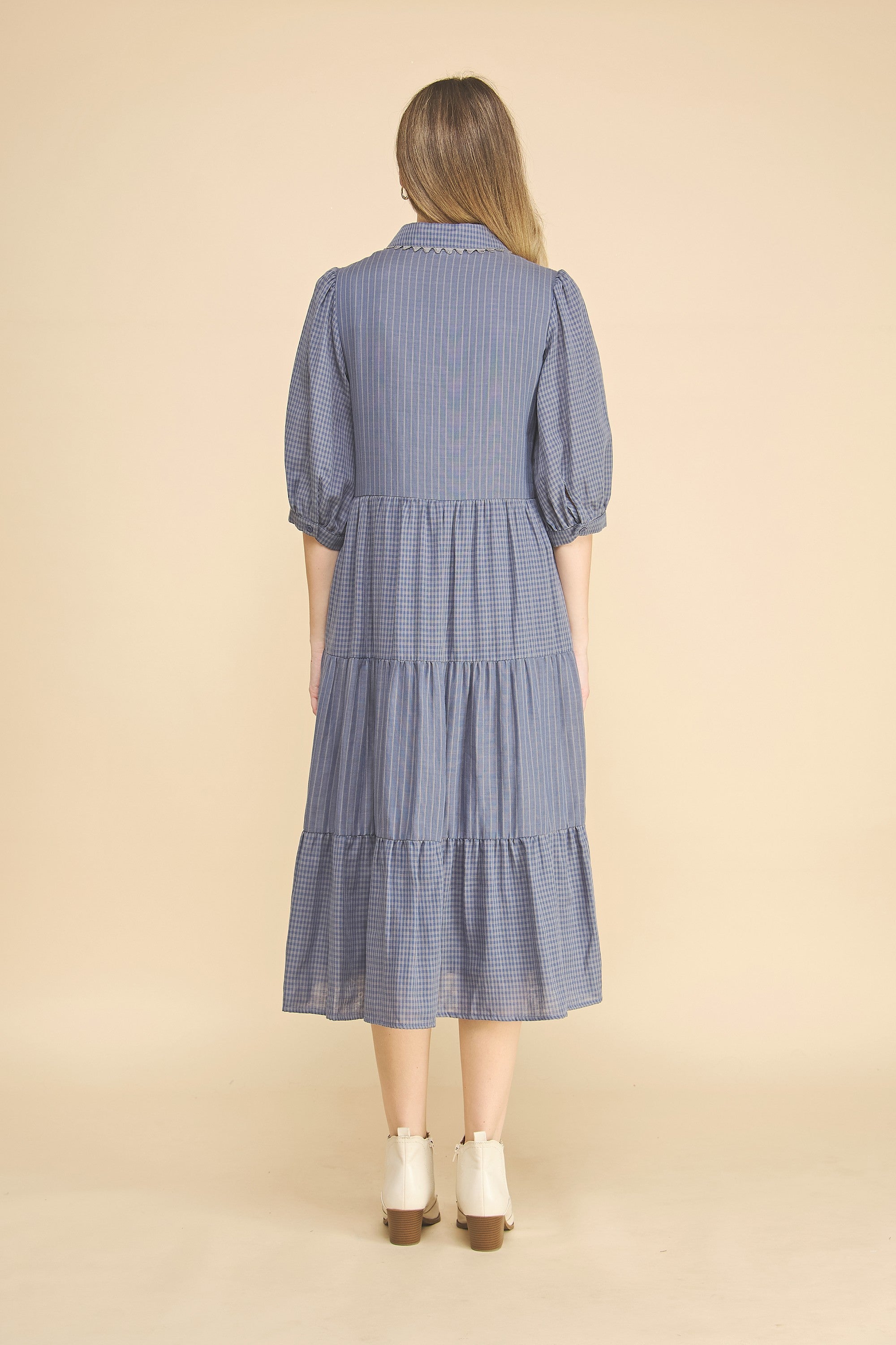 Gingham Tiered Midi Dress