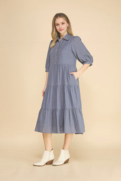 Gingham Tiered Midi Dress Plus Size