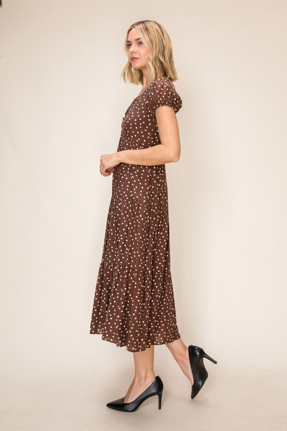 Sweetheart Polka Dot Tiered Dress