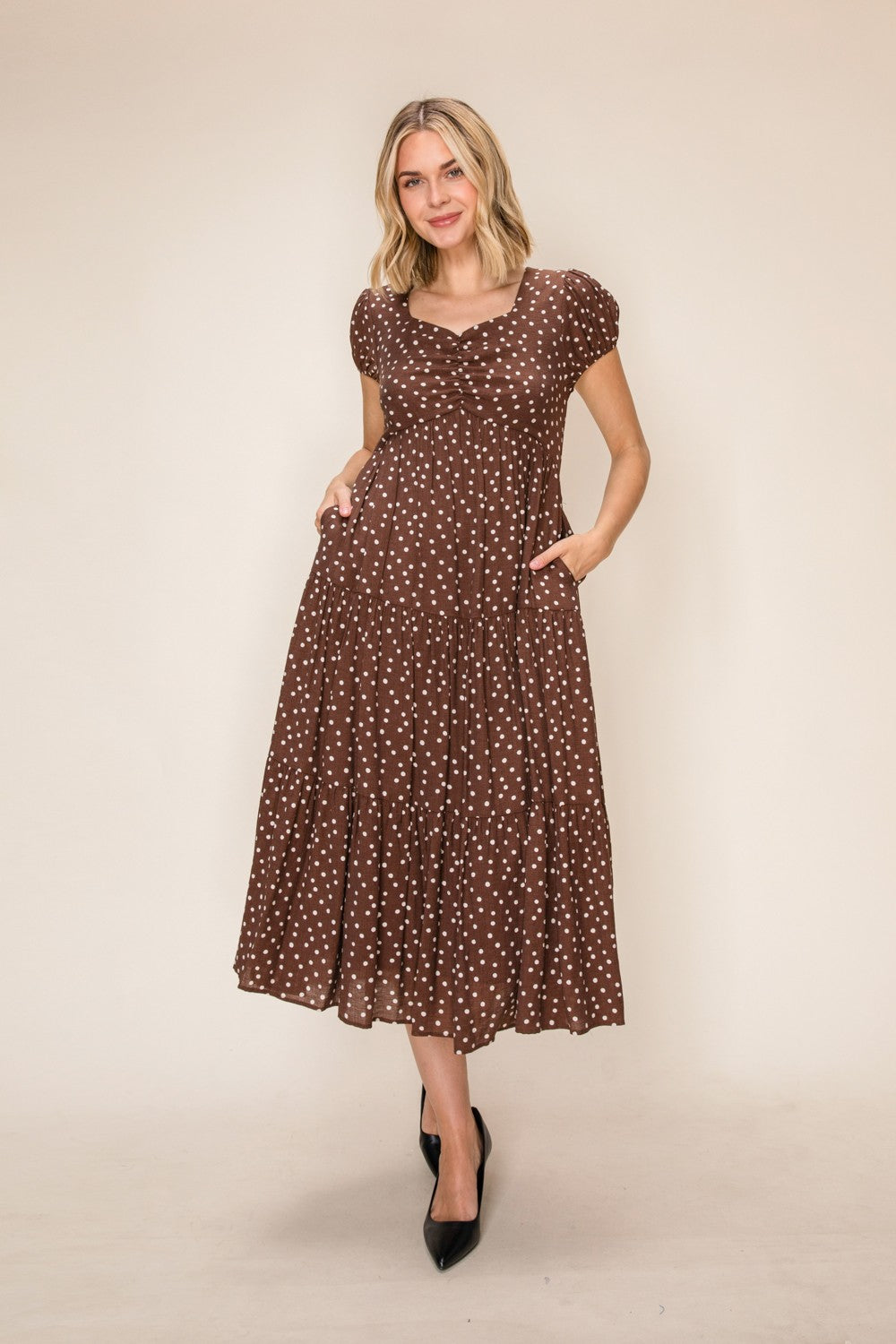 Sweetheart Polka Dot Tiered Dress
