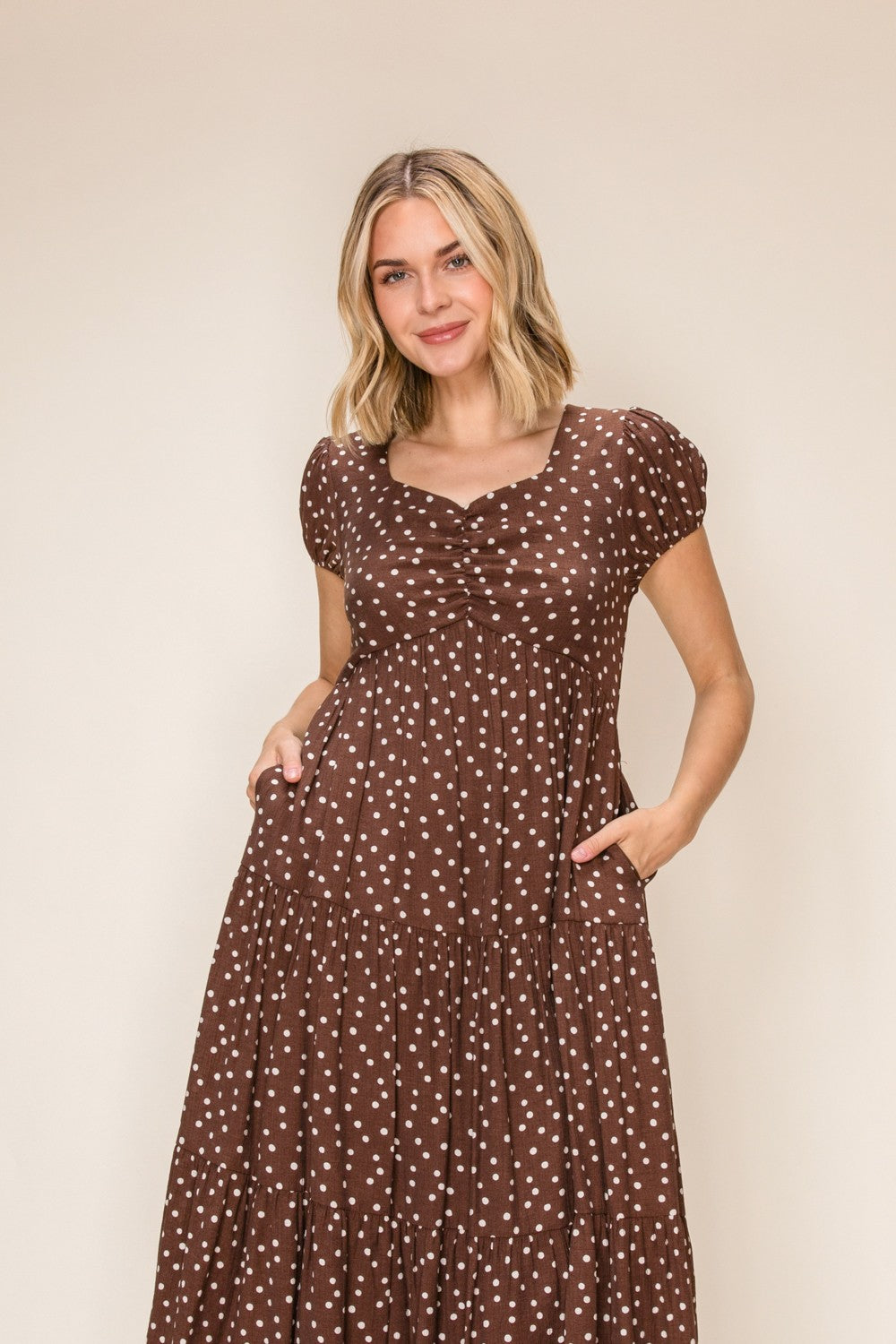 Sweetheart Polka Dot Tiered Dress