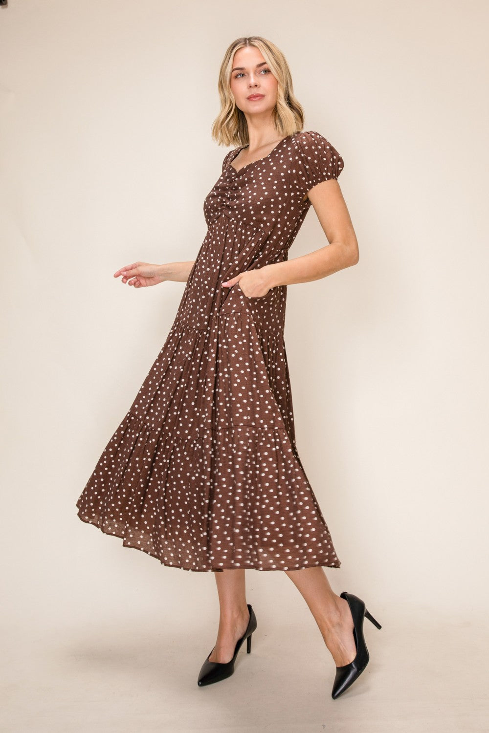 Sweetheart Polka Dot Tiered Dress