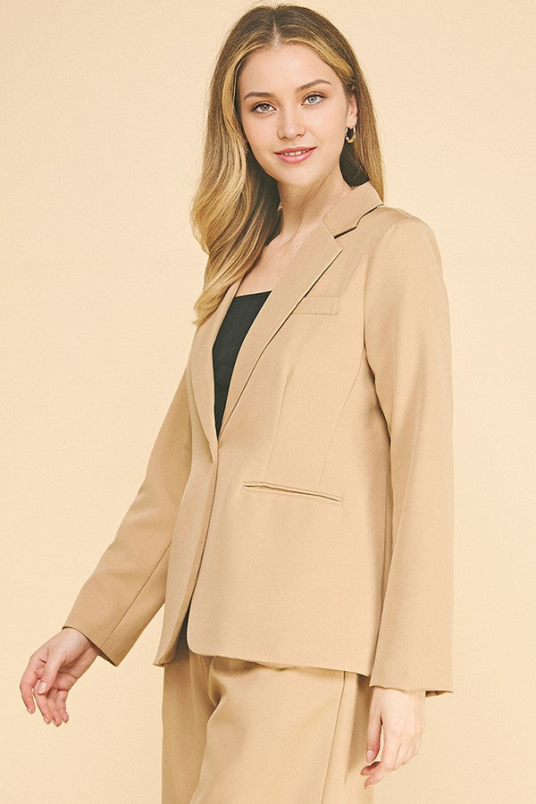 Twill Satin Lined Oversized Blazer Jacket