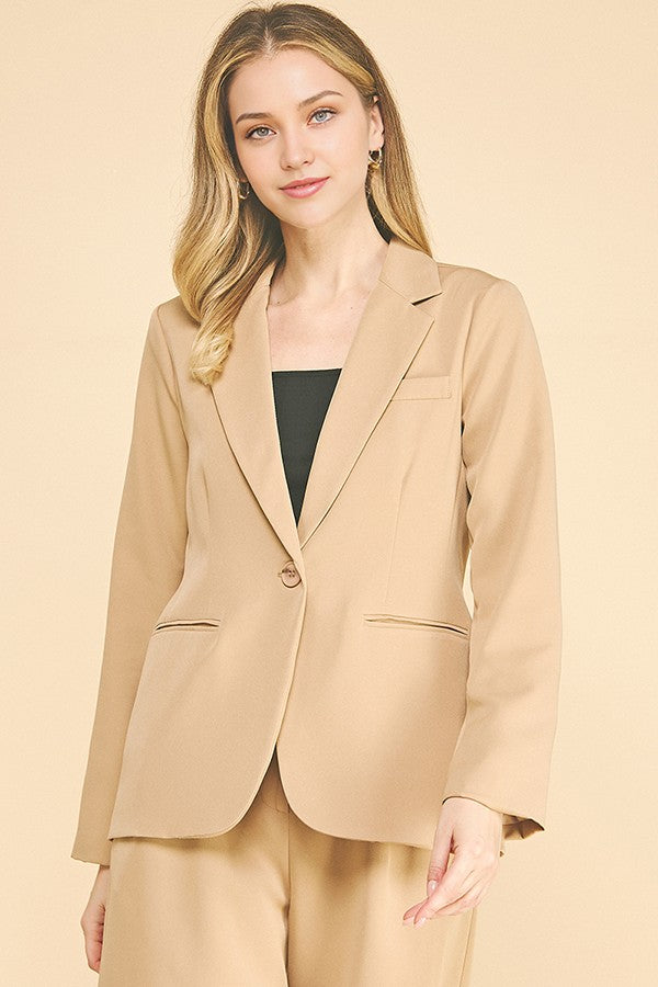 Twill Satin Lined Oversized Blazer Jacket