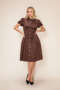 Classic Corduroy Button Down Midi Dress
