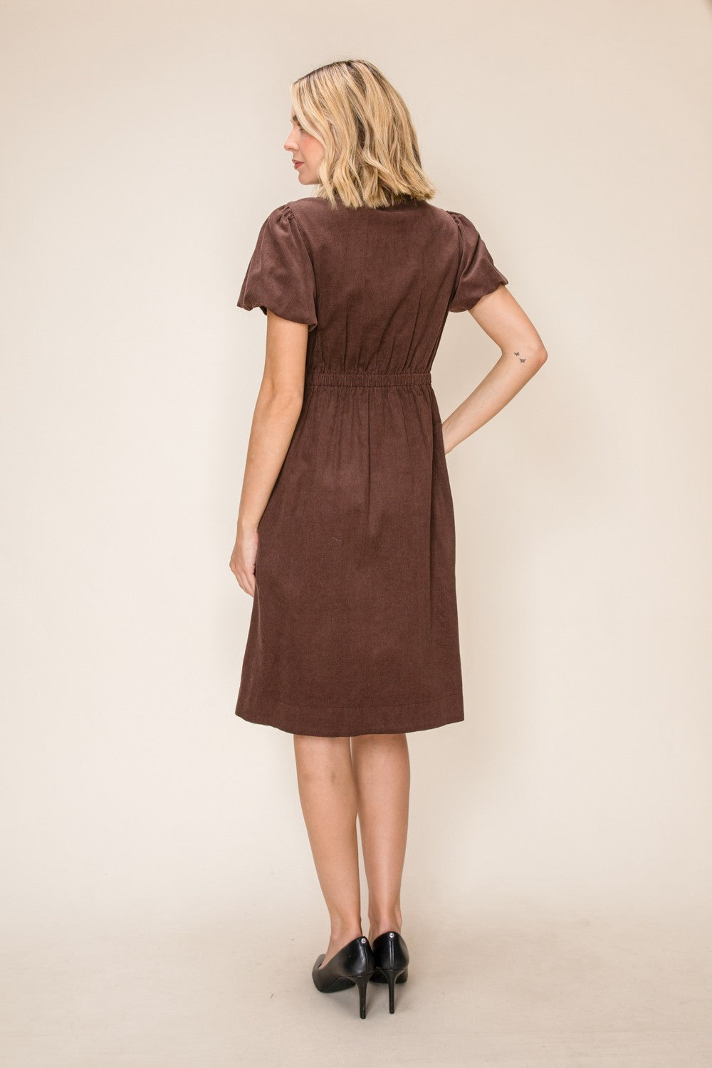 Classic Corduroy Button Down Midi Dress