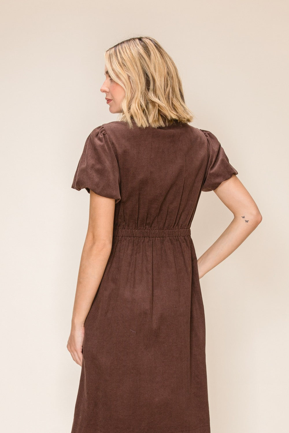 Classic Corduroy Button Down Midi Dress