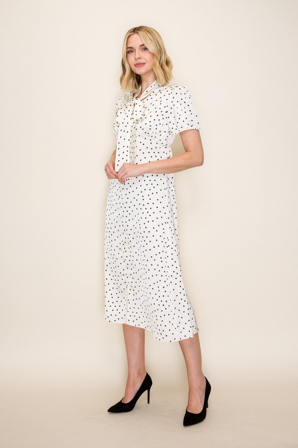 Polka Dot Button Down Midi Dress