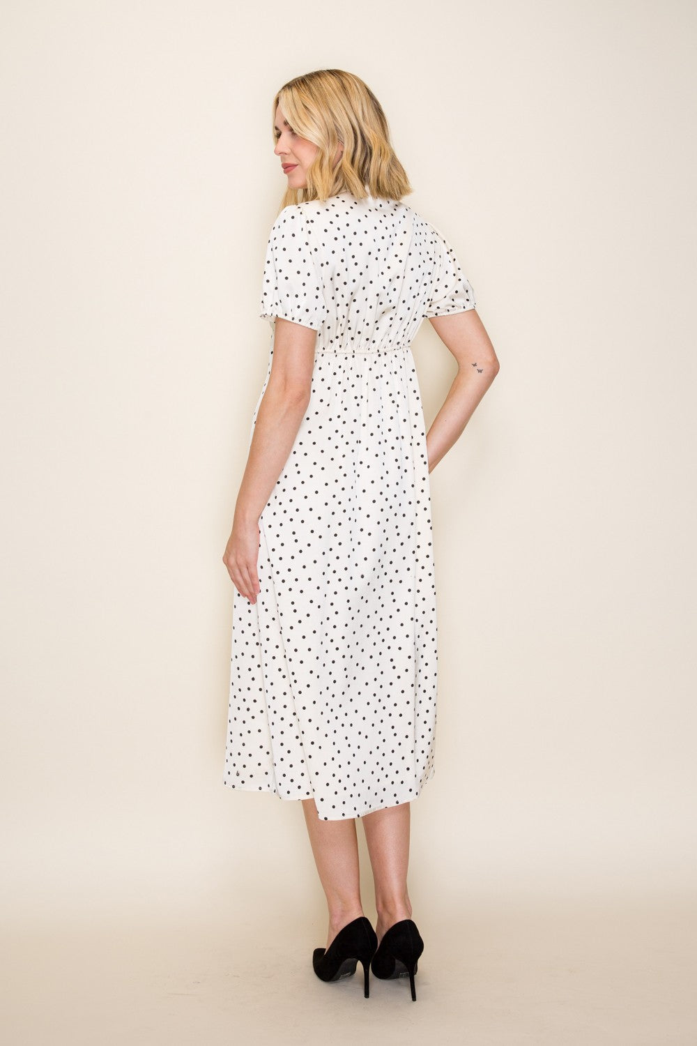 Polka Dot Button Down Midi Dress