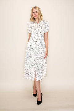 Polka Dot Button Down Midi Dress