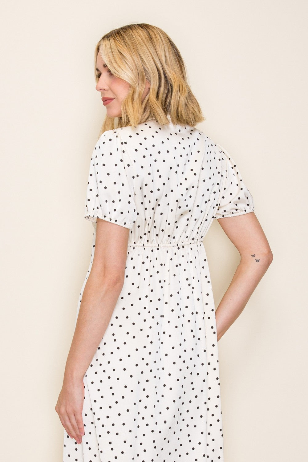 Polka Dot Button Down Midi Dress