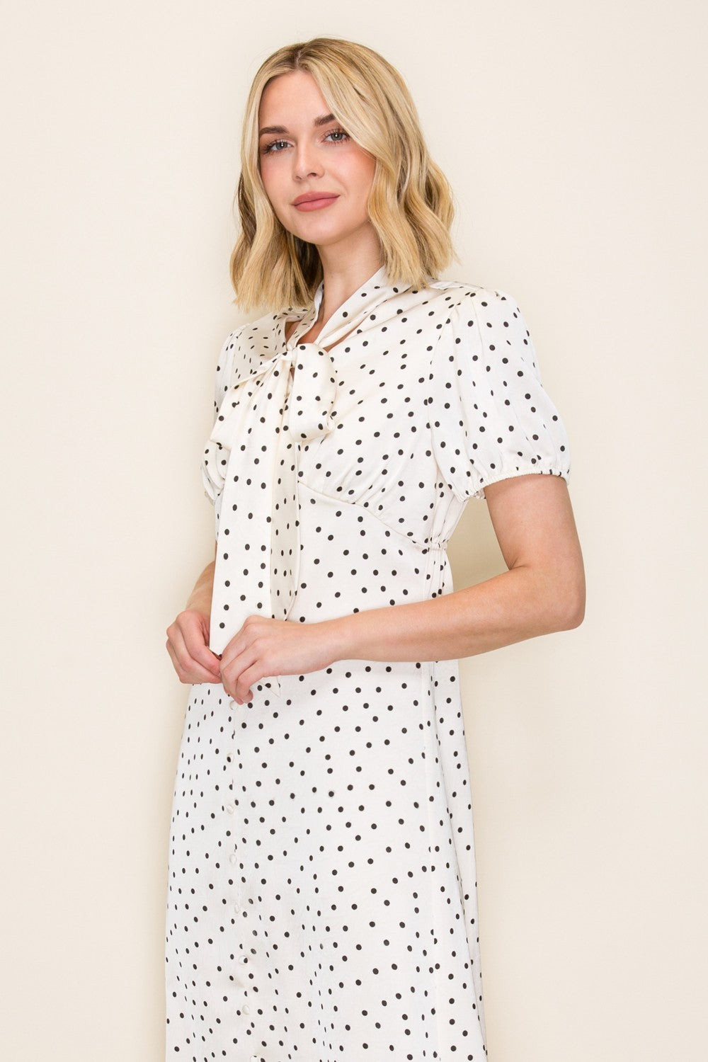 Polka Dot Button Down Midi Dress