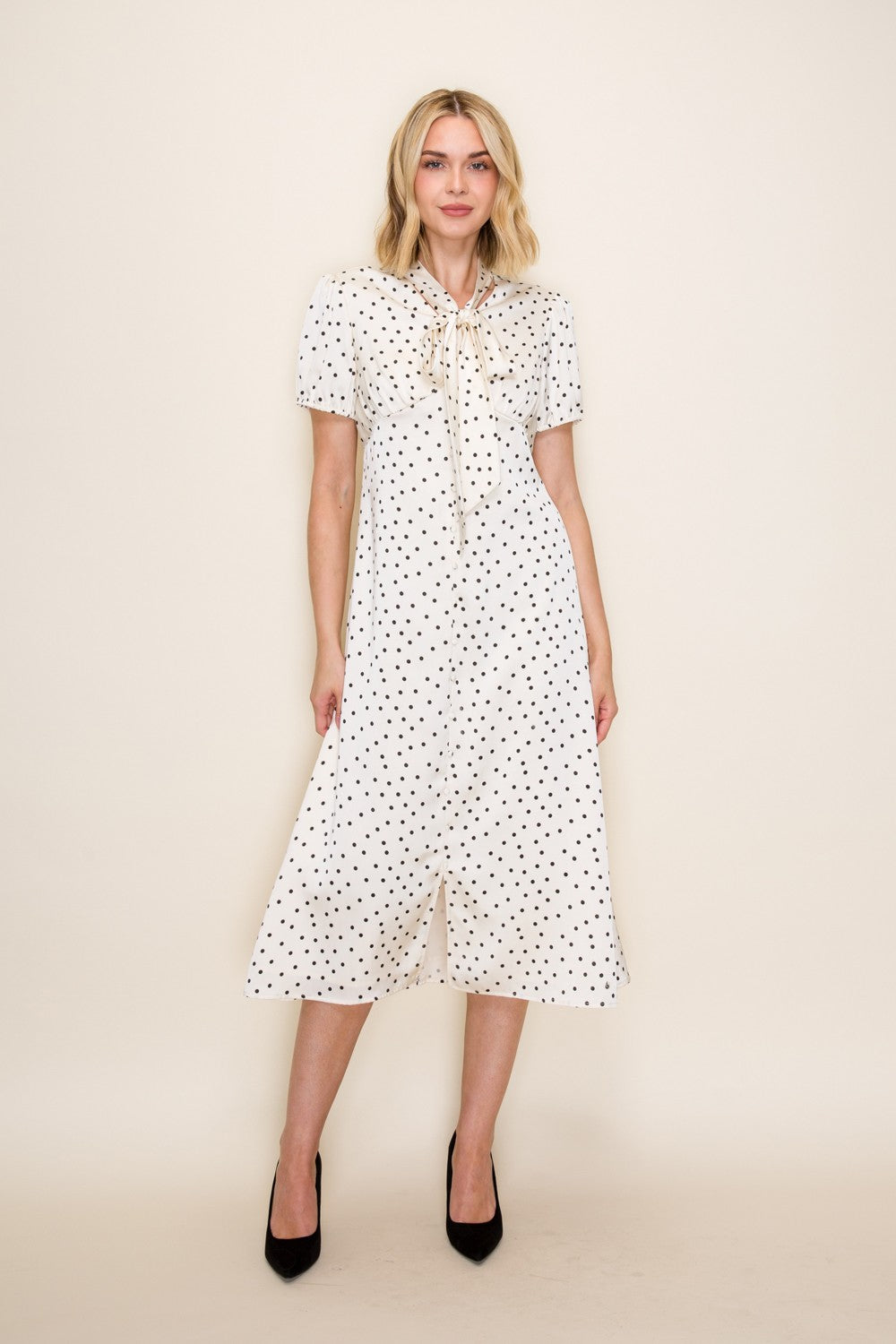 Polka Dot Button Down Midi Dress