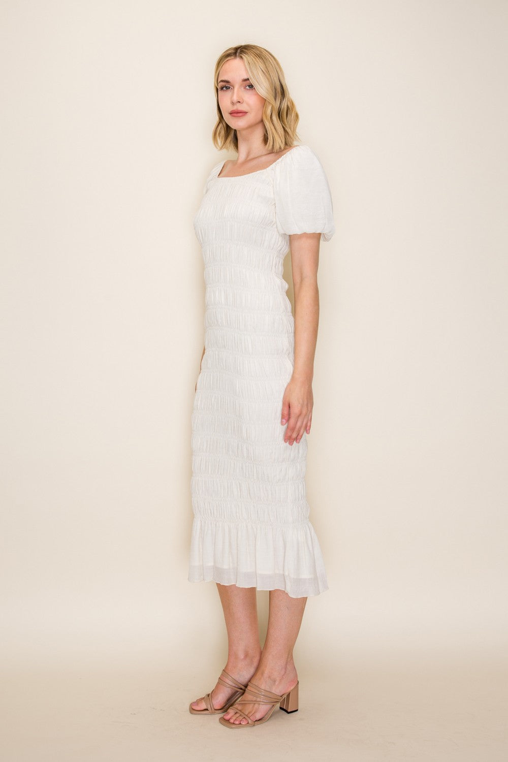 Smocked Bodycon Midi Dress
