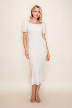 Smocked Bodycon Midi Dress