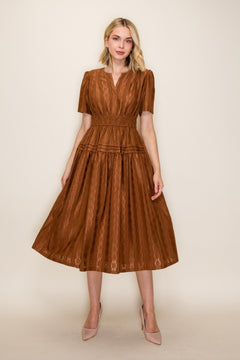 Smocked Waist Tiered Midi Dress