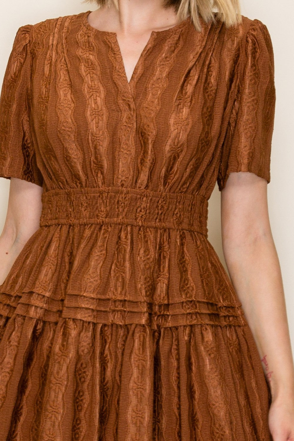 Smocked Waist Tiered Midi Dress