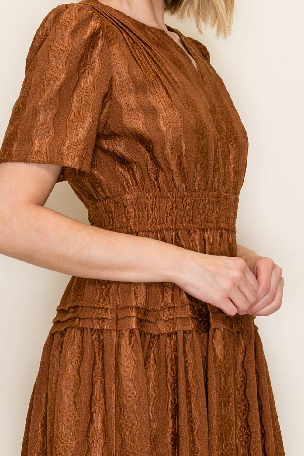 Smocked Waist Tiered Midi Dress